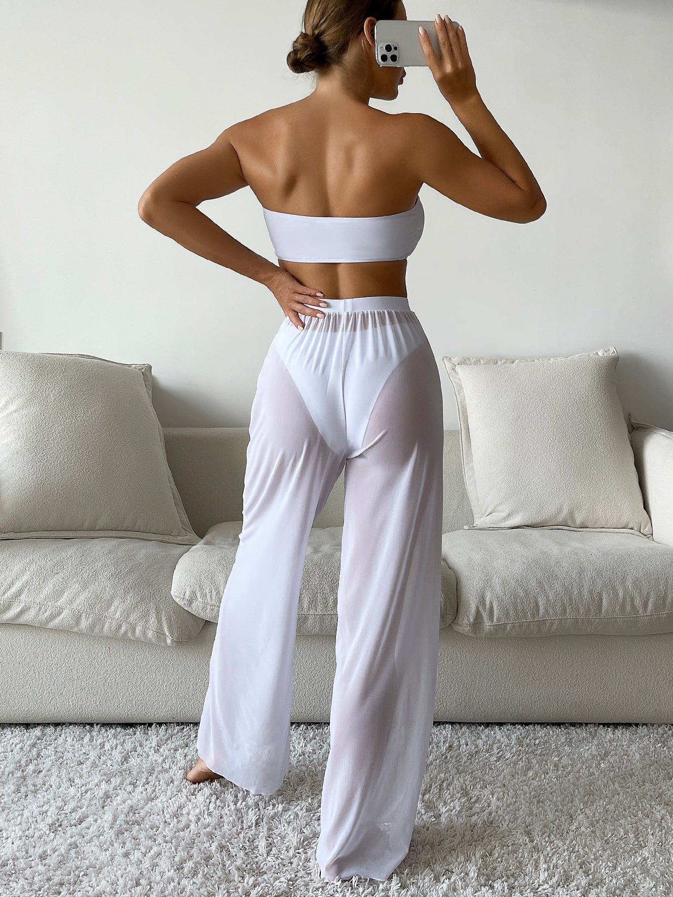 Conjunto biquini + saída de praia com calça