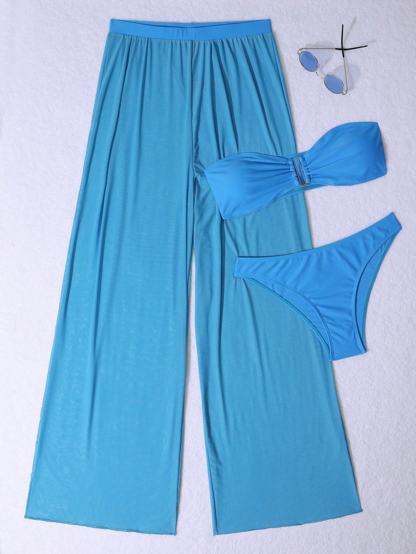 Conjunto Biquíni 3 Peças Estilo Bandeau com Fio U