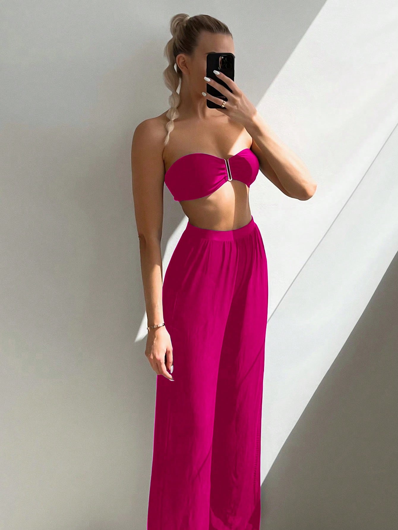 Conjunto Biquíni 3 Peças Estilo Bandeau com Fio U