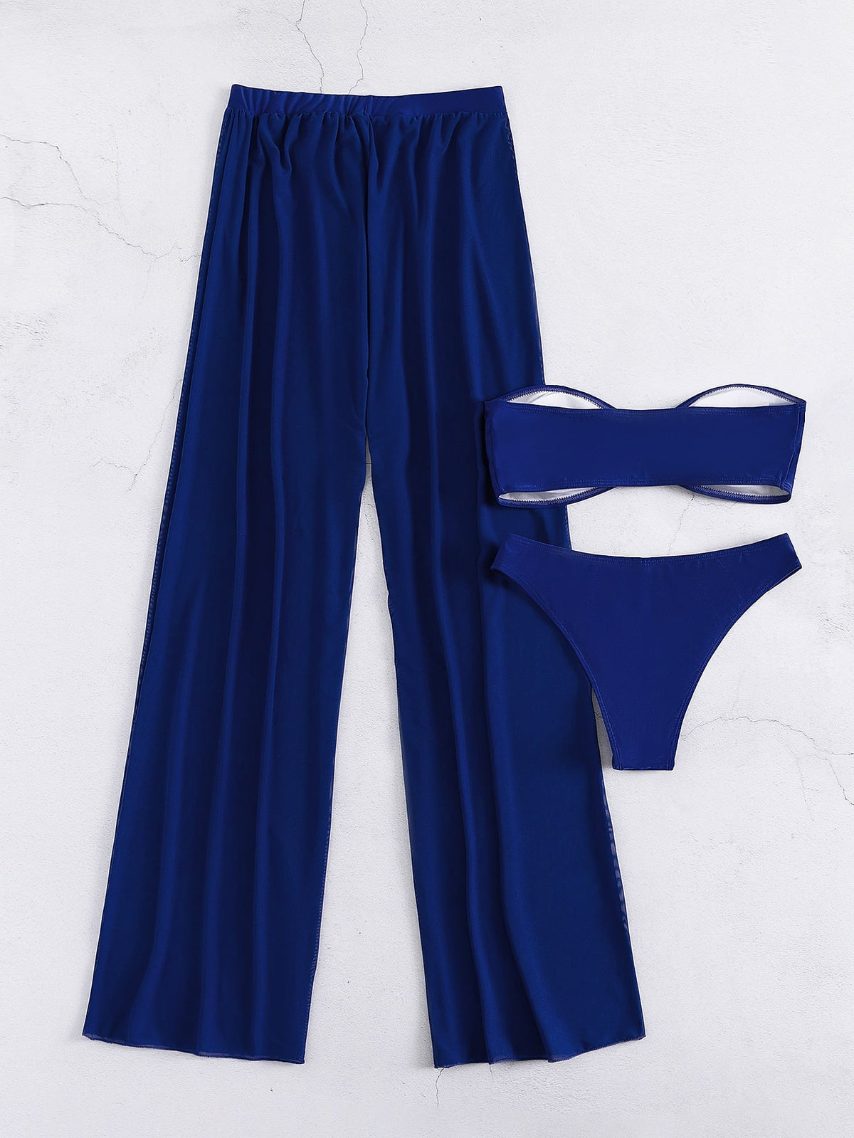 Conjunto Biquíni 3 Peças Estilo Bandeau com Fio U