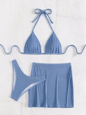 Conjunto de 3 Peças Sensual com Top e Saia Corte Alto