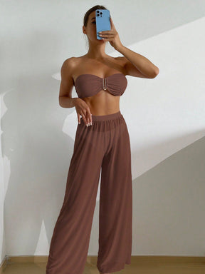 Conjunto biquini + saída de praia com calça