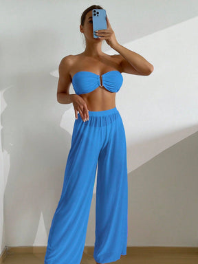 Conjunto Biquíni 3 Peças Estilo Bandeau com Fio U
