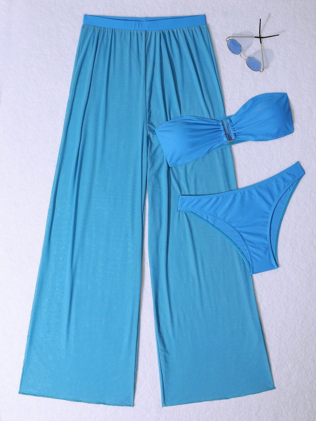 Conjunto Biquíni 3 Peças Estilo Bandeau com Fio U