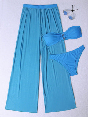 Conjunto Biquíni 3 Peças Estilo Bandeau com Fio U