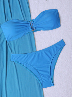 Conjunto Biquíni 3 Peças Estilo Bandeau com Fio U