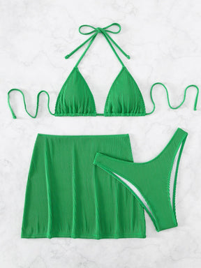Conjunto de 3 Peças Sensual com Top e Saia Corte Alto