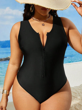 Maiô Plus Size - Estilo Minimalista com Zíper