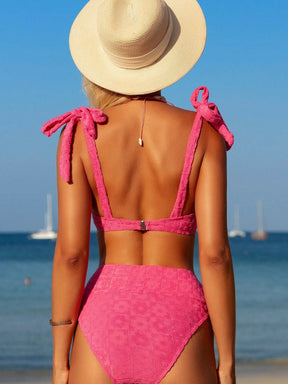Biquíni Pink com Cintura Alta e Top com Fio