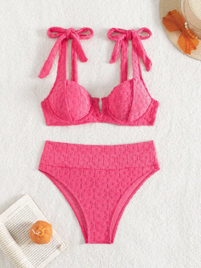 Biquíni Pink com Cintura Alta e Top com Fio