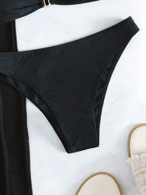 Conjunto Biquíni 3 Peças Estilo Bandeau com Fio U