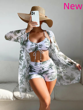 Biquíni Cintura Alta Conjunto Saída de Praia 3 Peças Linha New Hot